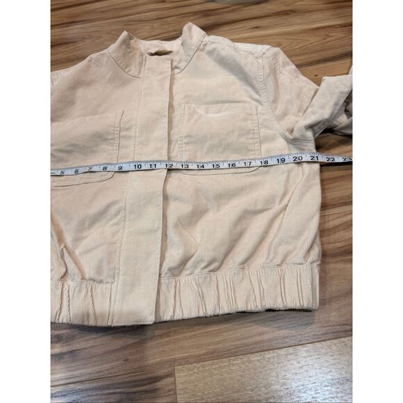 PACT Womens Modern Corduroy Bomber Jacket Sandshell Beige Size L - Picture 8 of 9